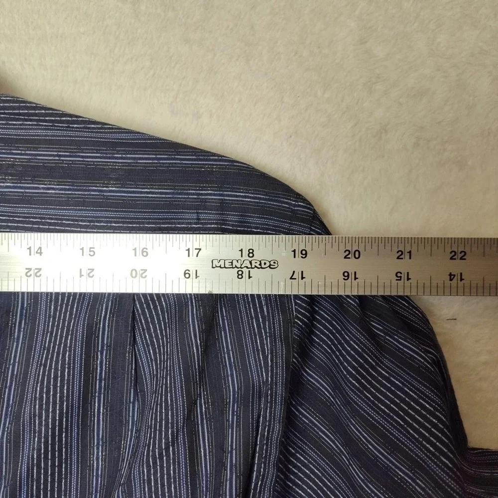 Visconti‎ Uomo Shirt Mens M Blue Striped Long Sleeve Button Up Contrasting Trim